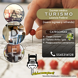 Licencia Federal de TURISMO y examen médico